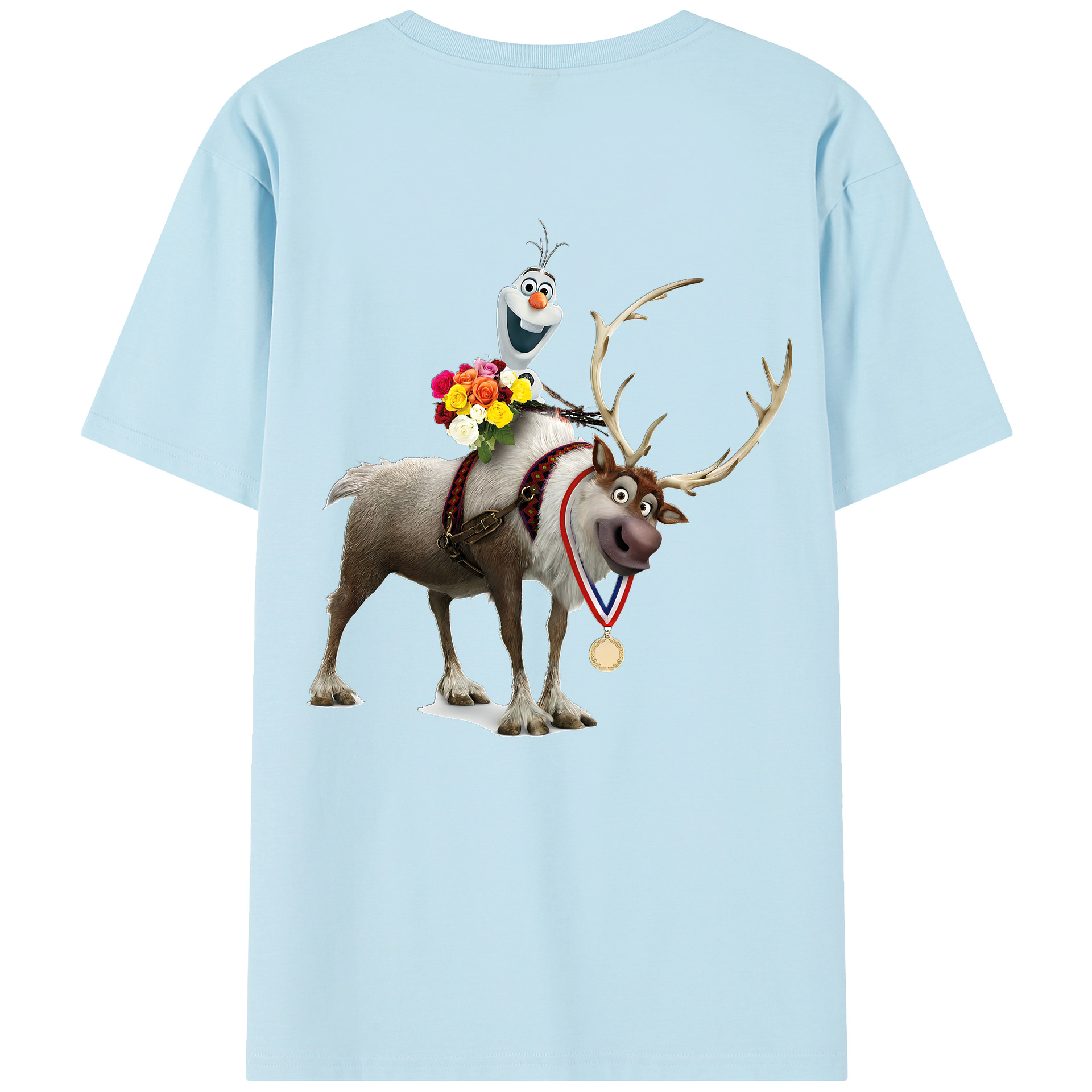 （画像用） アナと雪の女王 アンナ エルサ Frozen Anna Elsa 綿100％半袖Tシャツ（背面プリント）